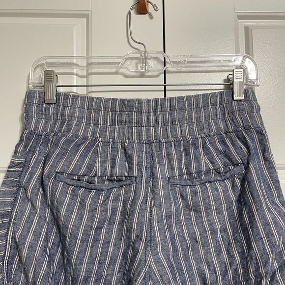 Athleta Shorts Womens 2 Cabo Tide Blue Linen Blend Stripes - Picture 7 of 7